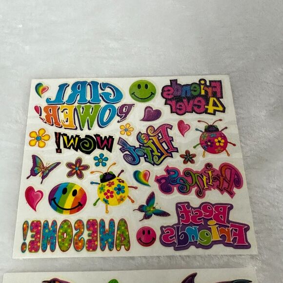 Vintage 90's Lisa Frank Temporary Body Sticker Sheet Lot Sea life Girl Power - Picture 3 of 7